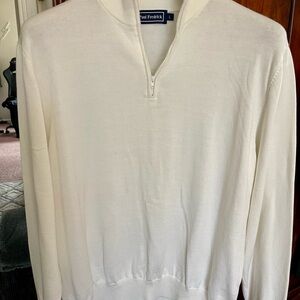 Paul Fredrick Men's Ivory Half Zip-Up Sweater
